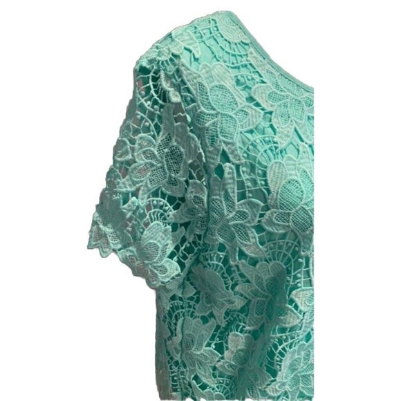 PHILOSOPHY REPUBLIC CLOTHING Lace Overlay Top Green Size XL - Picture 4 of 6